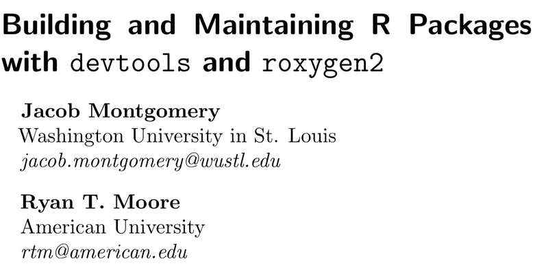 Building and Maintaining R Packages with devtools and roxygen2